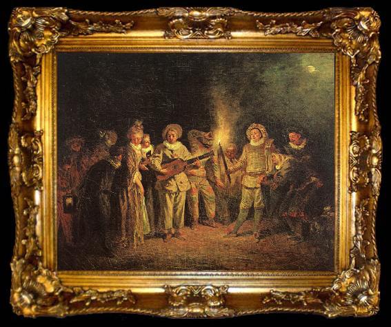 framed  Jean-Antoine Watteau Love in the Italian Theatre, ta009-2
